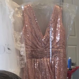 Rose gold sequin empire waist dress